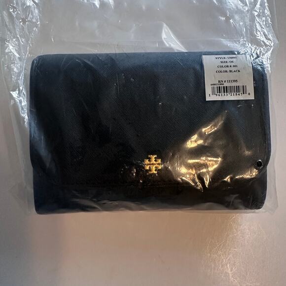 Tory Burch NEW Emerson Chain Wallet Womens Black Saffiano Leather Crossbody Bag - Picture 9 of 11